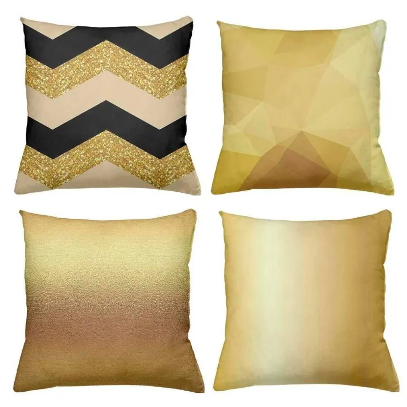 Kit 4 Almofadas Decorativas Cheias 40X40Cm Glamour Gold - DELUZZ