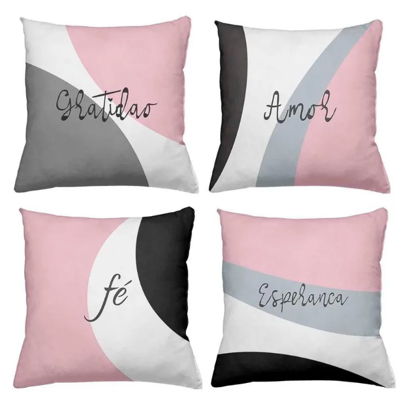 Kit 4 Almofadas Decorativas Cheias 40X40Cm Esperança - DELUZZ