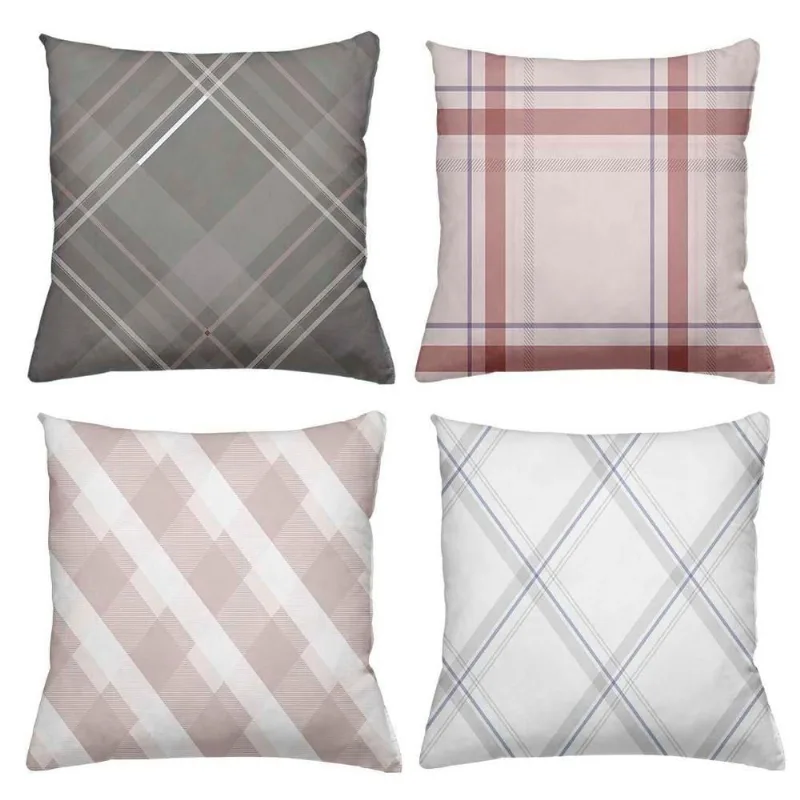 Kit 4 Almofadas Decorativas Cheias 40X40Cm Xadrez - DELUZZ