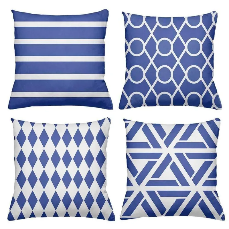 Kit 4 Almofadas Decorativas Cheias 40X40Cm Soft Blue