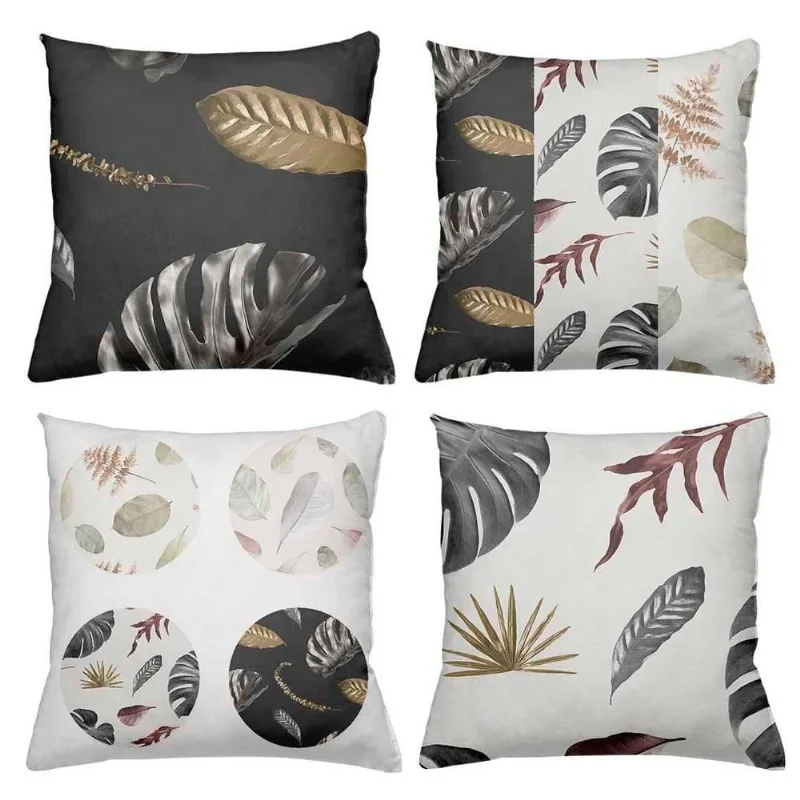 Kit 4 Almofadas Decorativas Cheias 40X40Cm Folhas