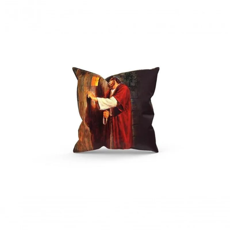 Almofada Decorativa Cheia C/ Zíper 40X40 Jesus Bate A Porta