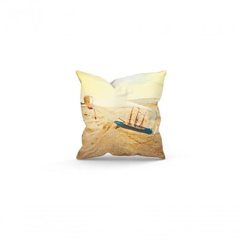 Almofada Decorativa Cheia C/ Zíper 40X40 Navio Na Garrafa - DELUZZ