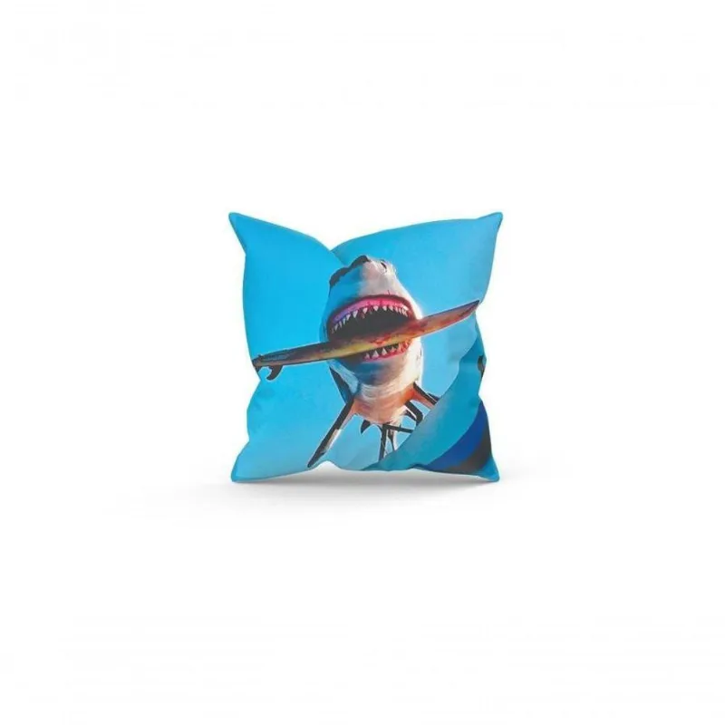 Almofada Decorativa Cheia C/ Zíper 40x40 Tubarão Com Prancha - DELUZZ