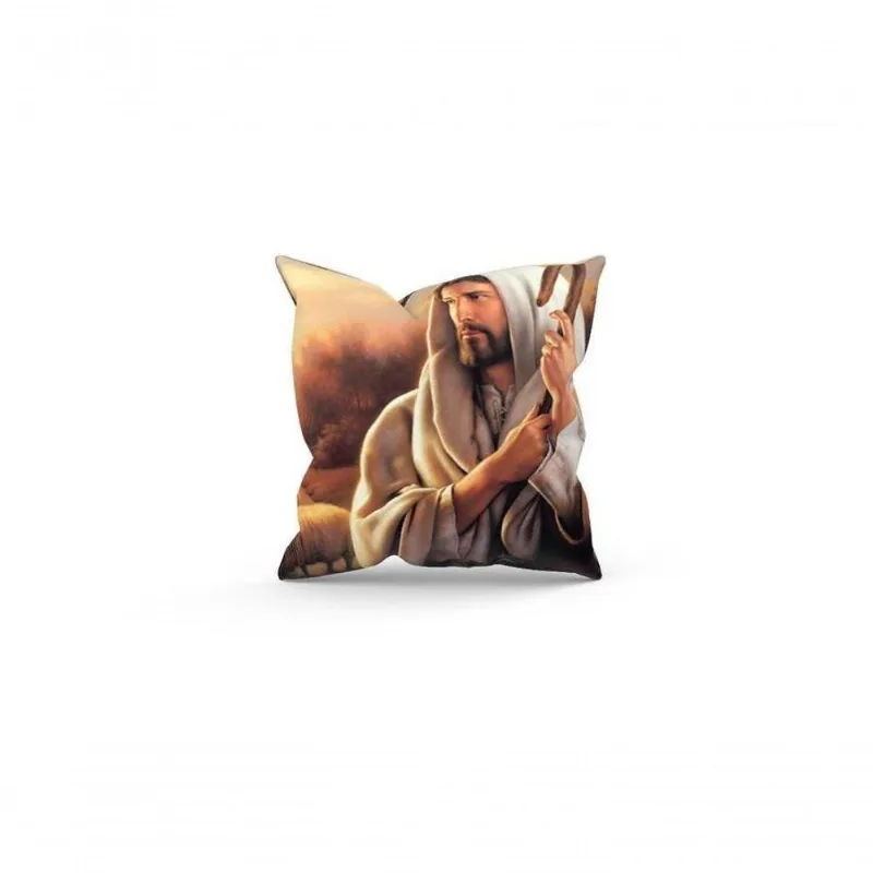 Almofada Decorativa Cheia C/ Zíper 25X25 Jesus Bom Pastor