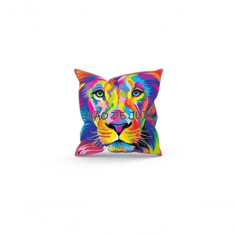 Almofada Decorativa Cheia C/ Zíper 25X25 Leão De Judá - DELUZZ