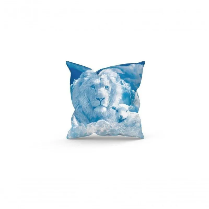 Almofada Decorativa Cheia C/ Zíper 25X25 Leão E Cordeiro - DELUZZ
