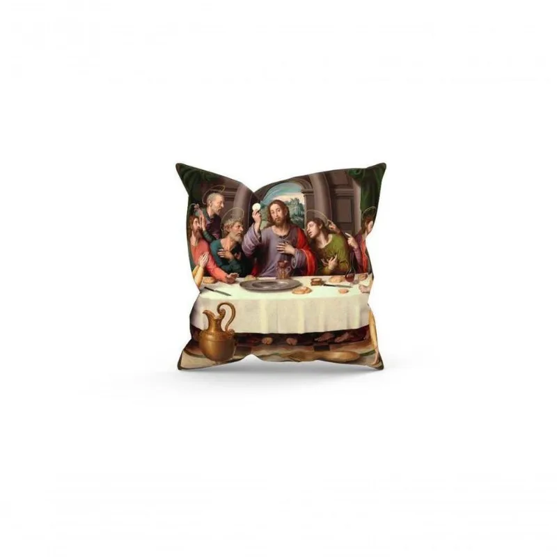 Almofada Decorativa Cheia C/ Zíper 25x25 Santa Ceia