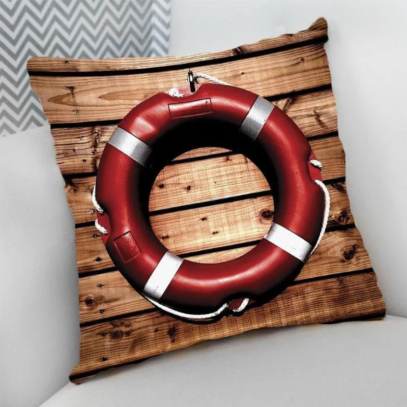 Almofada Decorativa Cheia C/ Zíper 25X25 Bóia Retrô - DELUZZ