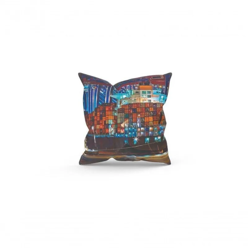 Almofada Decorativa Cheia C/ Zíper 25X25 Navio Cargueiro - DELUZZ