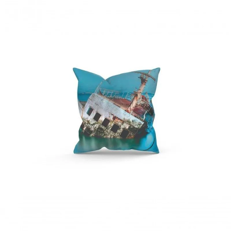 Almofada Decorativa Cheia C/ Zíper 25X25 Navio Náufragado - DELUZZ