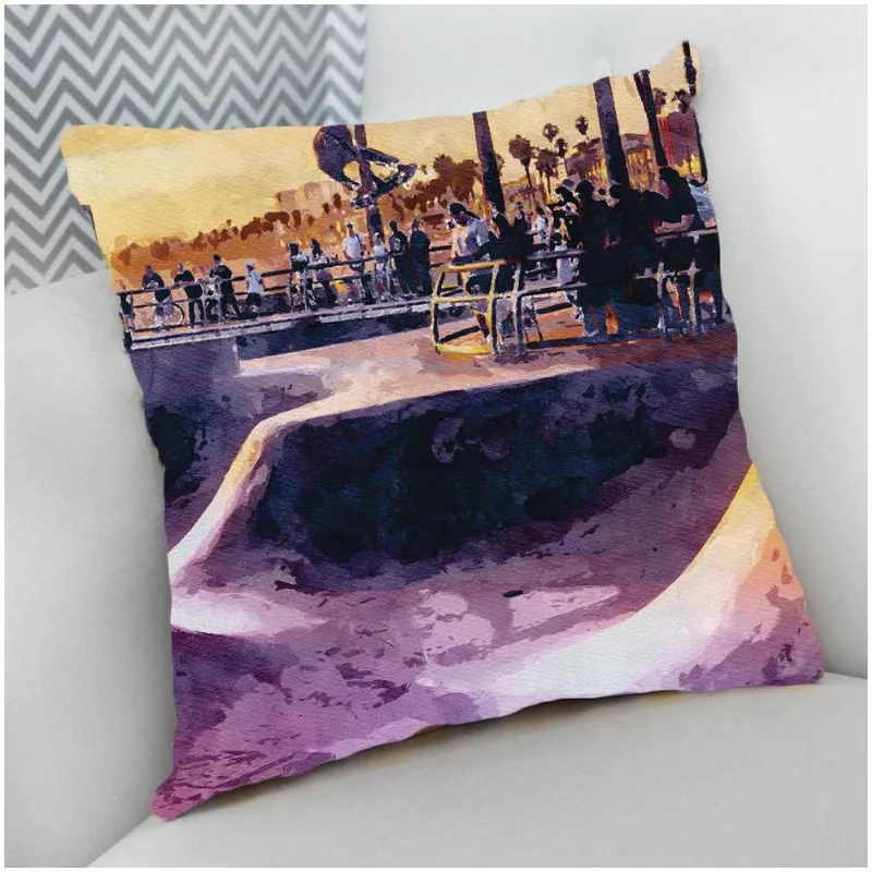 Almofada Decorativa Cheia com Zíper 40x40 Pista Skate