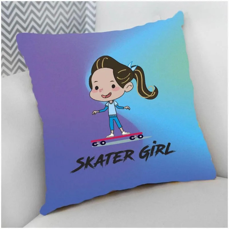 Almofada Decorativa Cheia com Zíper 40x40 Skater Girl - DELUZZ