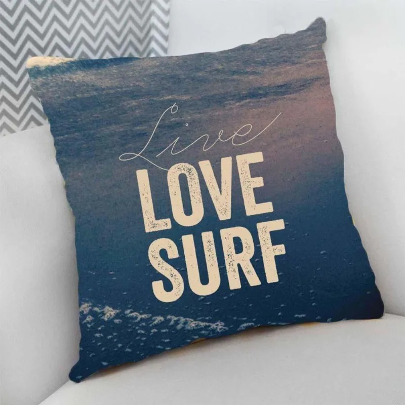 Almofada Decorativa Cheia Personalizada Surf Live Love Surf - DELUZZ