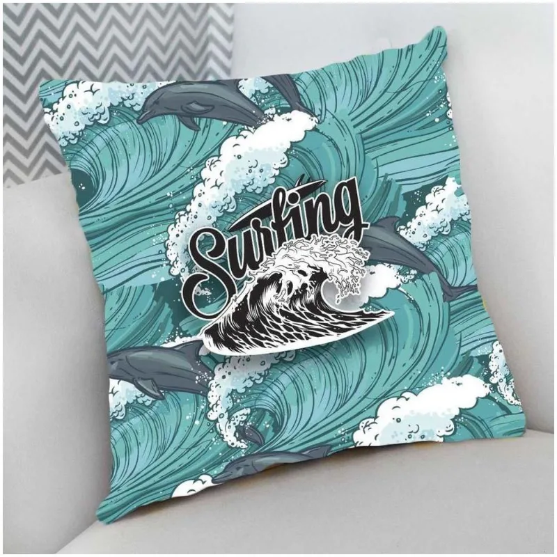 Almofada Decorativa Cheia Surf Surfing Golfinhos - DELUZZ