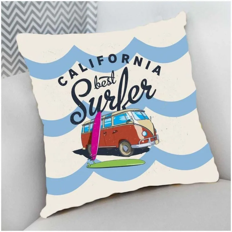 Almofada Decorativa 25x25 Surf Califórnia Kombi - DELUZZ