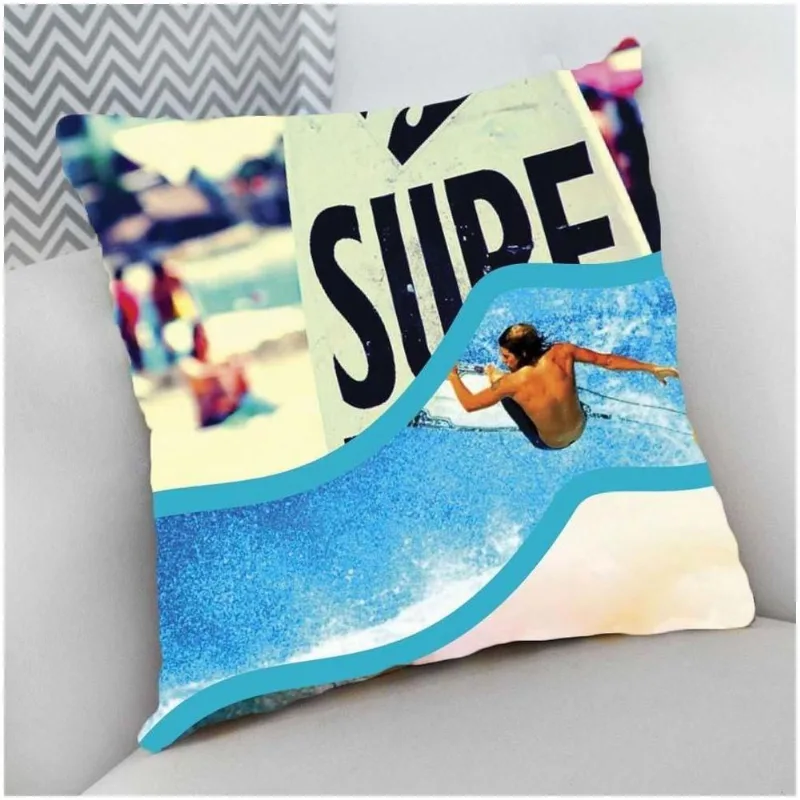 Almofada Decorativa 25x25 Surf Surfista Montagem - DELUZZ