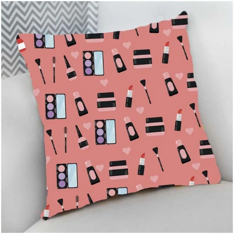 Almofada Decorativa Cheia com Zíper 40x40cm Maquiagem - DELUZZ