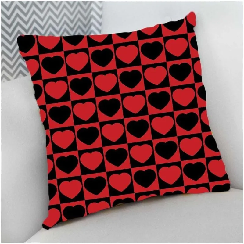 Almofada Decorativa Cheia com Zíper 40x40cm Corações - DELUZZ