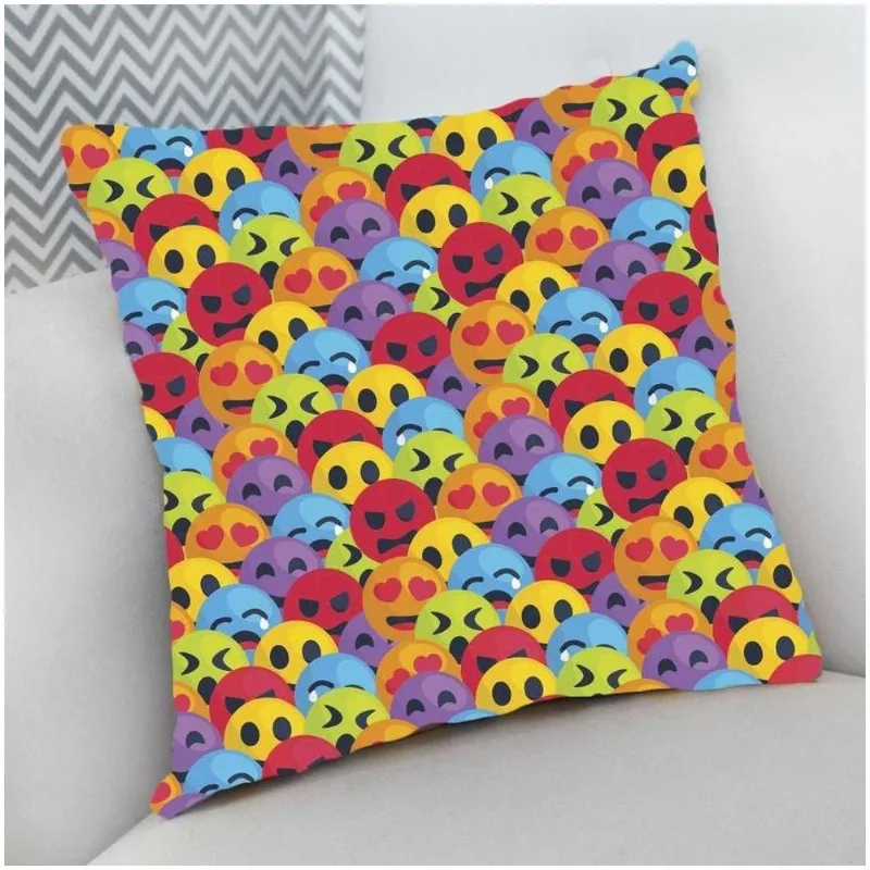 Almofada Decorativa Cheia com Zíper 40x40cm Emojis - DELUZZ