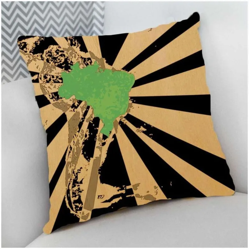 Almofada Decorativa Cheia com Zíper 40x40cm Mapa Brasil - DELUZZ