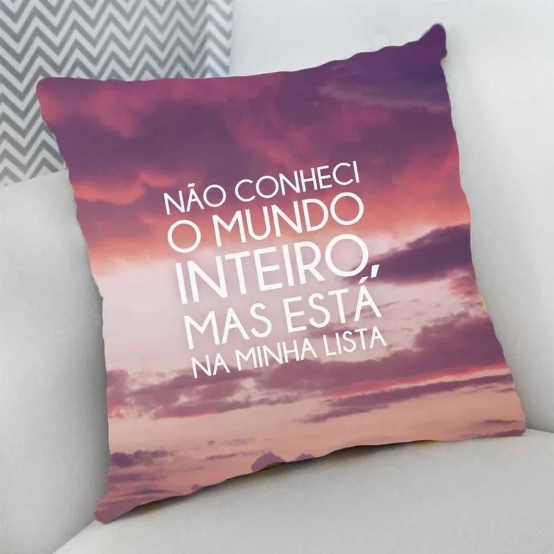 Almofada Cheia C/ Zíper 40X40Cm,Não Conheci O Mundo - DELUZZ