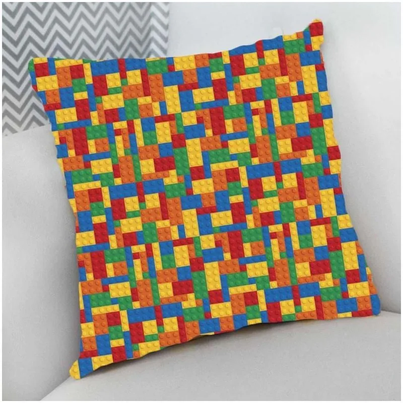 Almofada Decorativa Cheia com Zíper 40x40cm Lego