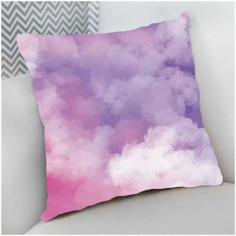 Almofada Decorativa Cheia com Zíper 40x40cm Céu Rosa - DELUZZ