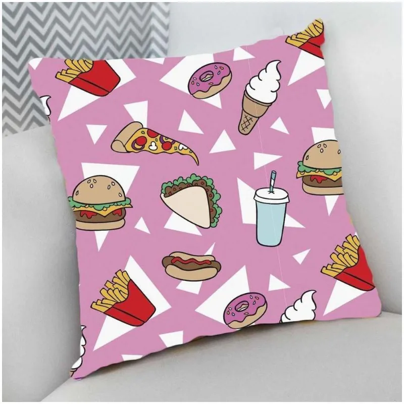 Almofada Decorativa Cheia com Zíper 40x40cm Fast Food - DELUZZ