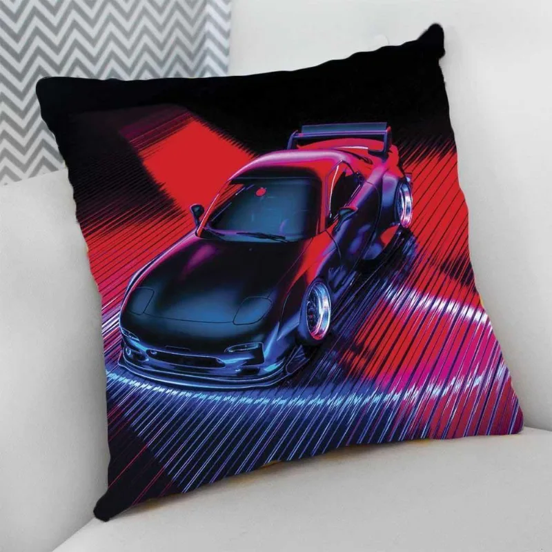 Almofada 40X40 Carro Tunado Tunnig Estampas Neon Vermelho - DELUZZ