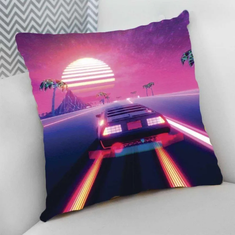 Almofada 40X40 Carro Tunado Tunnig Na Praia Pôr De Sol - DELUZZ