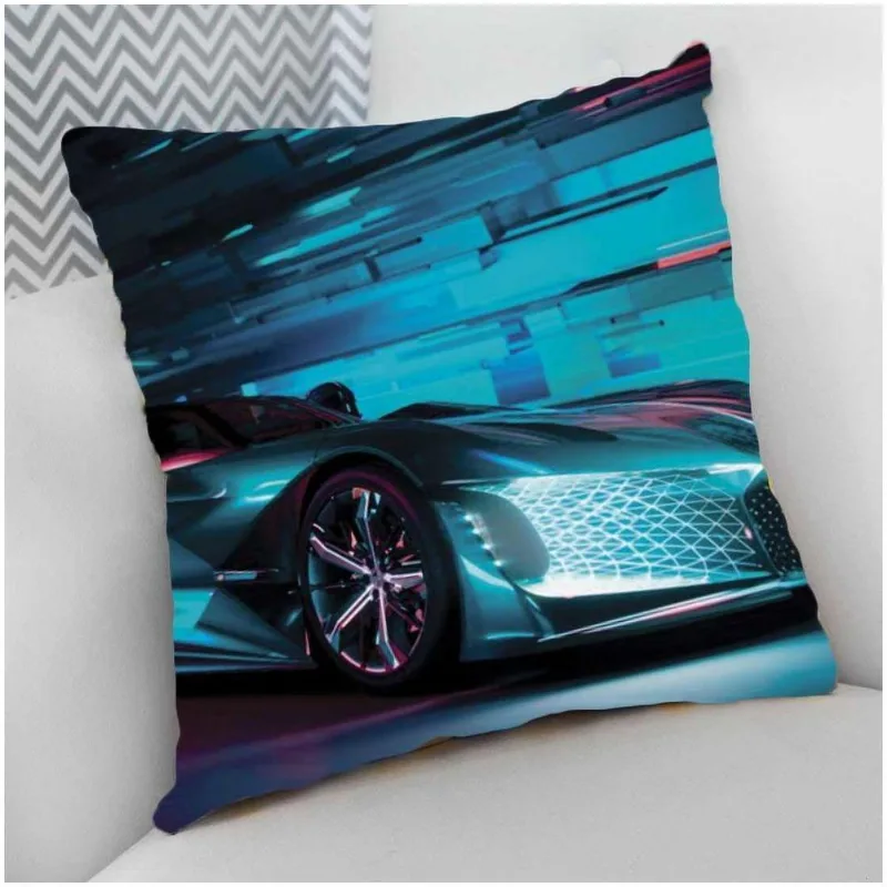 Almofada Decorativa Cheia Tunnig Estampas Neon Azul - DELUZZ