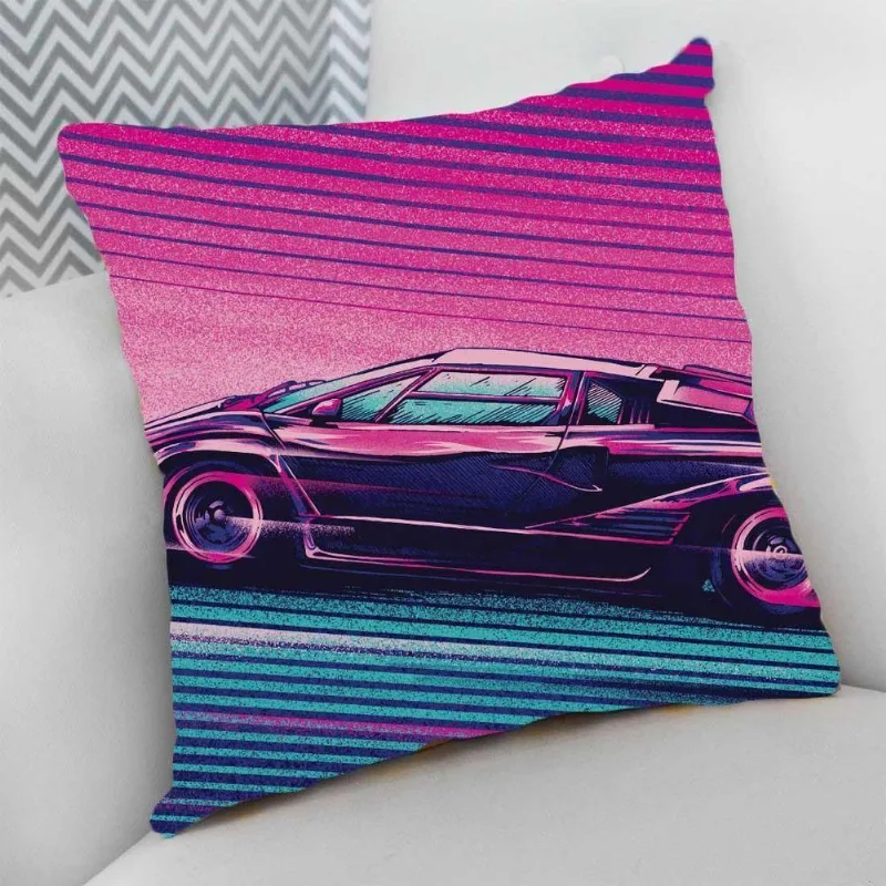 Almofada Cheia Carro Tunado Tunnig Estampas Rosa E Azul