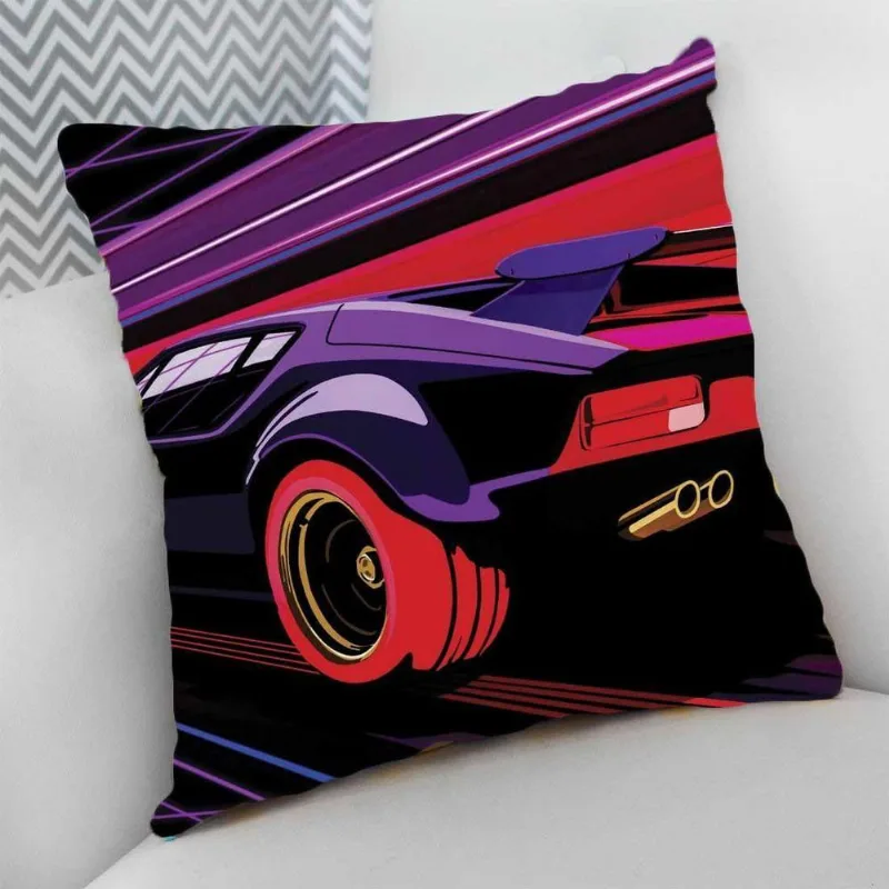 Almofada Cheia Carro Tunado Tunnig Estampas Gamer Roxo