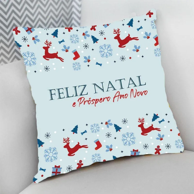 Almofada 40X40 Cheia P/ Natal Feliz Natal Próspero Ano Novo - DELUZZ