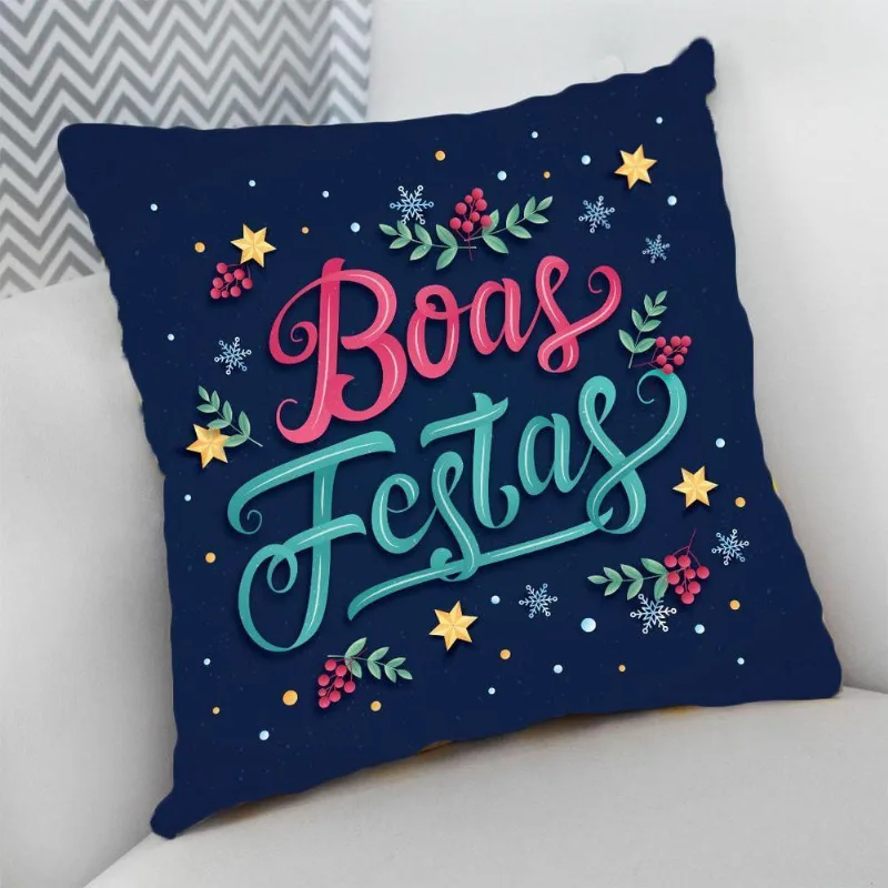Almofada Estampas Boas Festas Coloridos - DELUZZ