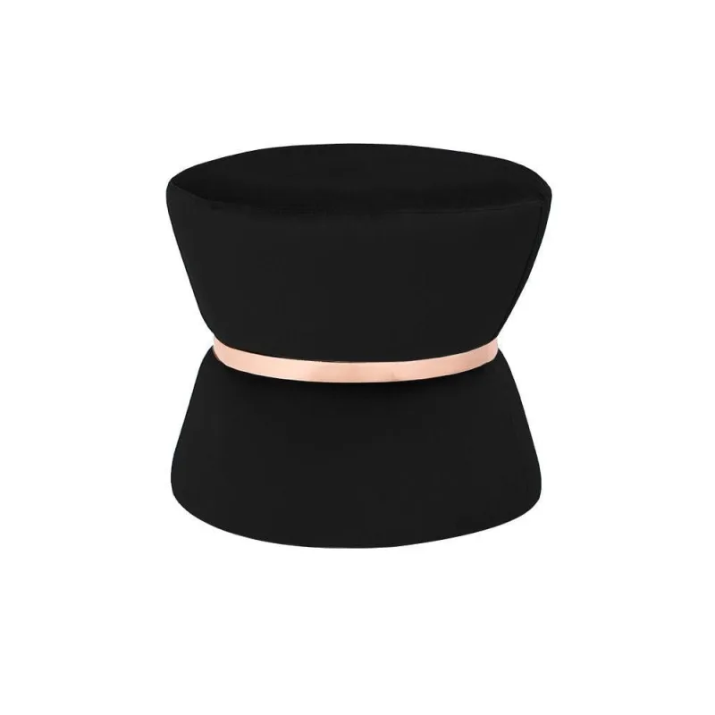 Puff Sala de Estar 45cm Dhaka Veludo Preto Gran Belo - Gran Belo