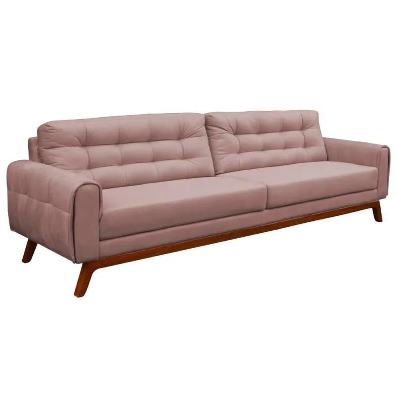 Sofá Eros G15 3 Lugares 180cm Veludo Rosê para Sala de Estar Gran Belo - Gran Belo - Móveis