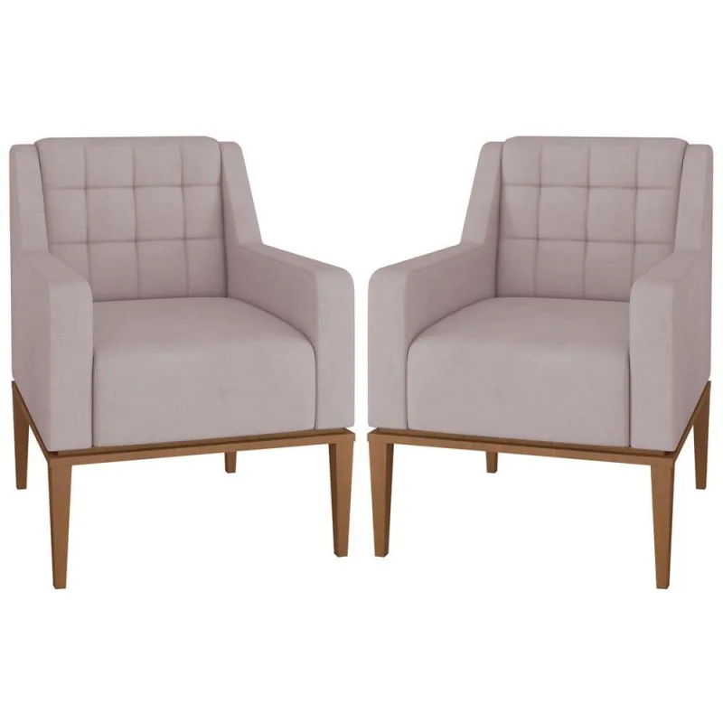 Kit 2 Poltronas Sala de Estar Madonna Suede Rosê Gran Belo - Gran Belo - Móveis