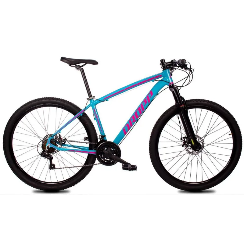 Bicicleta Z1-X Aro 29 Quadro 17 Alumínio 21 Marchas Freio Disco Mecânico Azul Rosa - Dropp - Gran Belo