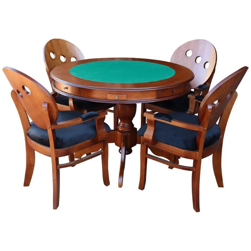 Conjunto Mesa E Poltrona De Jogos Carteado 4 Lugares - Gran Belo