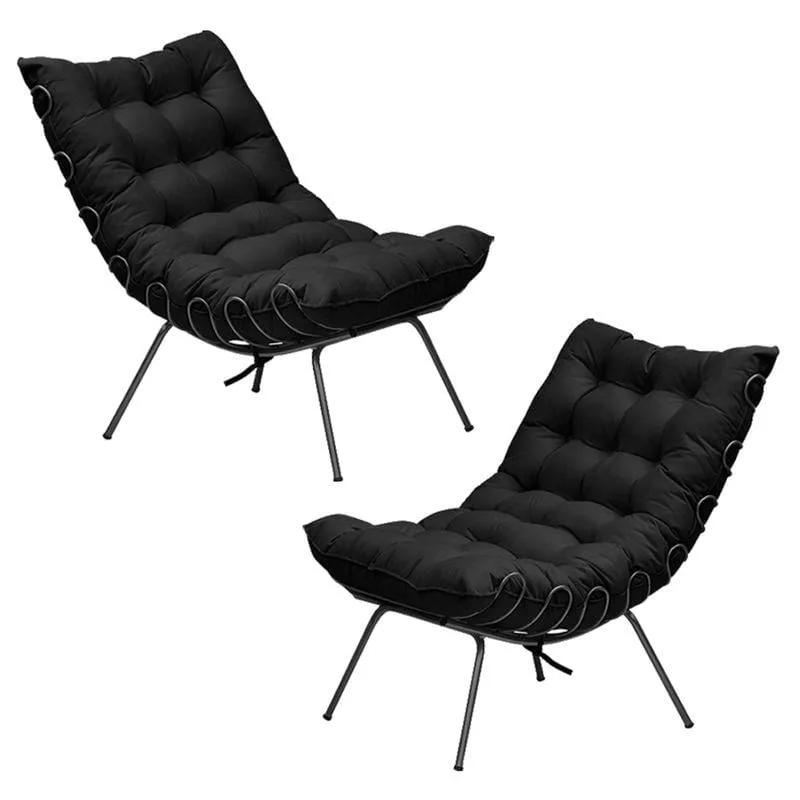 2 Poltronas Sala de estar Abel Base de Ferro Preto Veludo Preto - Gran Belo - Móveis