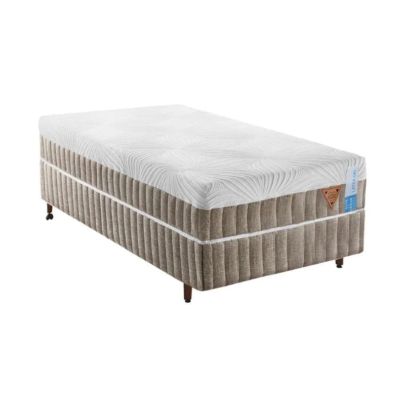 Colchão Natural Gel Articulado Marrom 25cm Opcionais Box E Kit Zen Medida Solteiro King 96x203cm