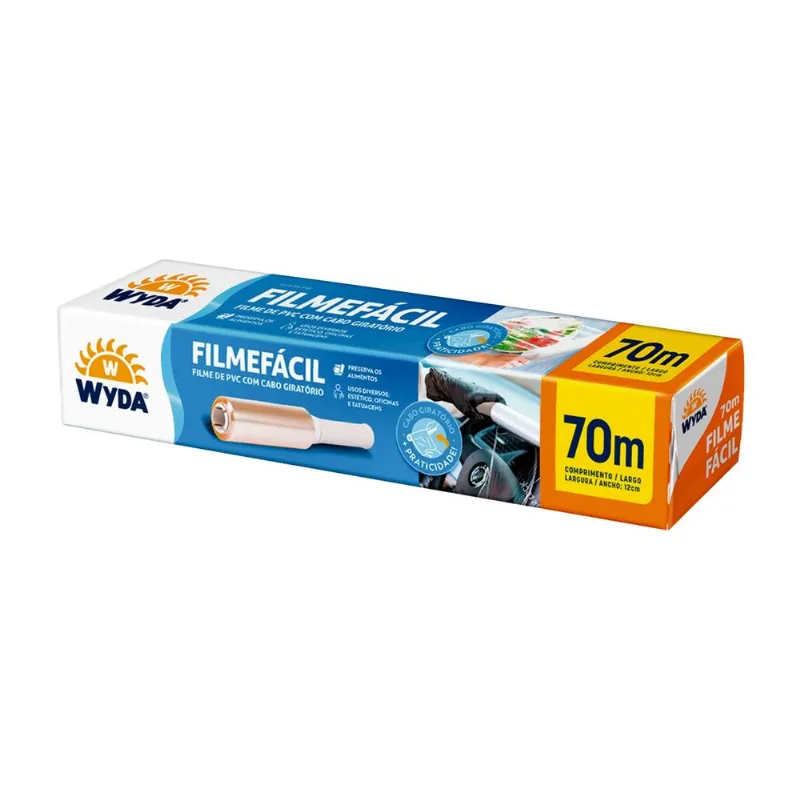 Rolo de Filme PVC com Cabo Giratório Wyda 12cmx70m