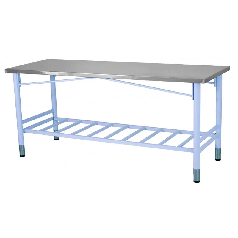 Mesa de Manipulação Benfati Inox 430 100X70CM Pés Pintados Paneleiro Gradeado TB 2" 321GR
