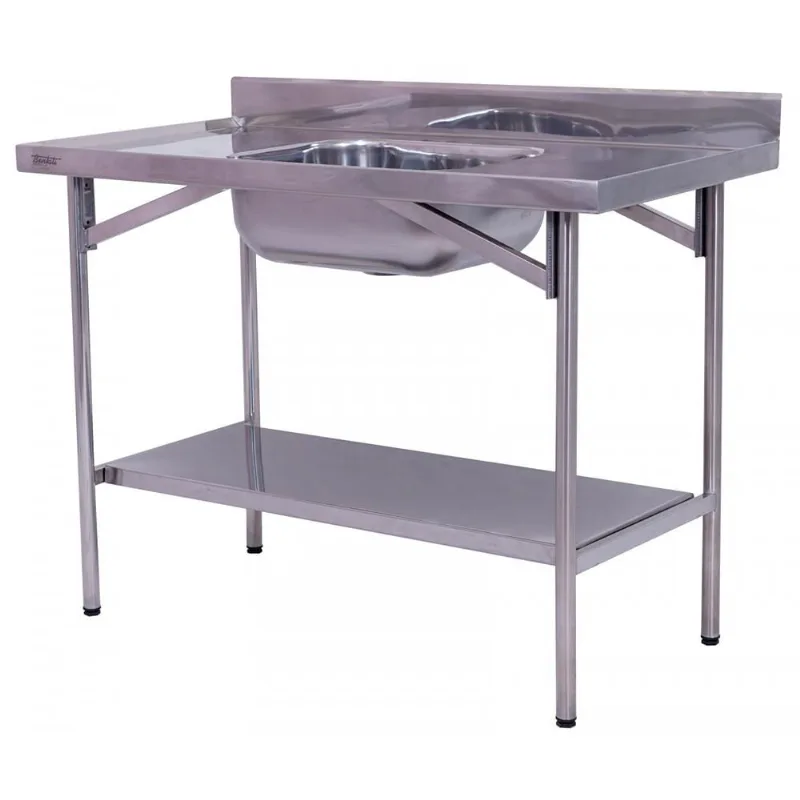 Pia Industrial Benfati Inox 430 120x60cm Paneleiro Liso com 1 Cuba 501CL
