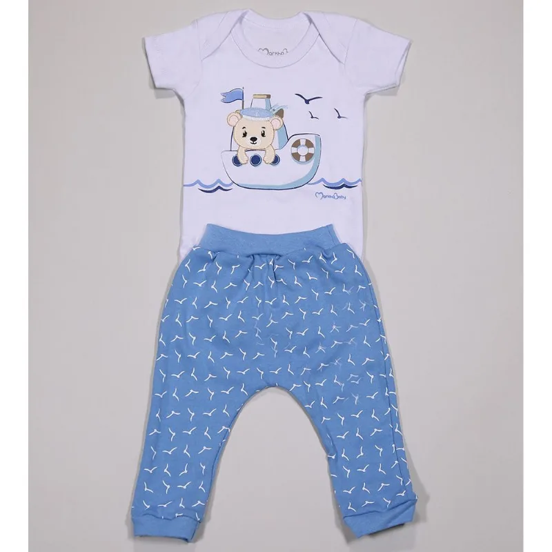 Conjunto Body Alto Mar - 11779 De 0 a 12 meses Azul - RN