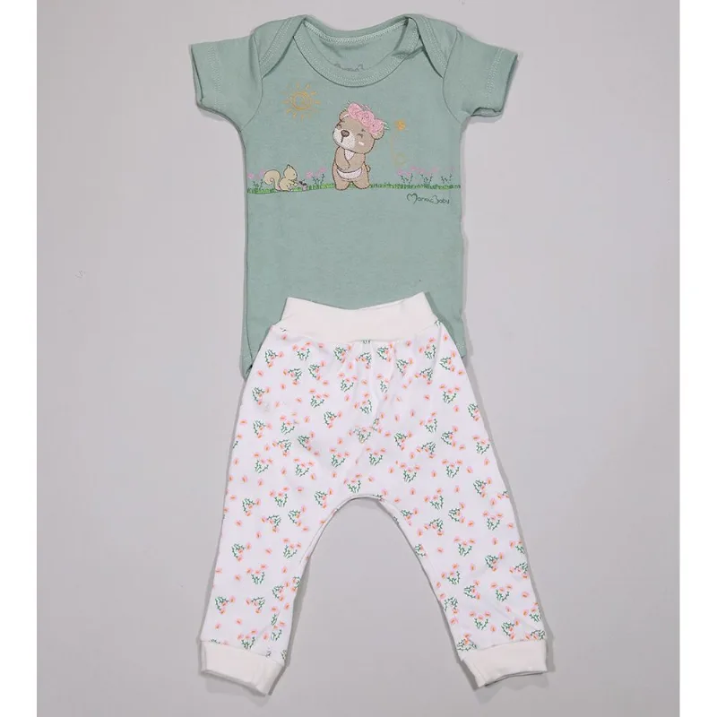 Conjunto Body Floral - 11783 De 0 a 12 meses Verde - P