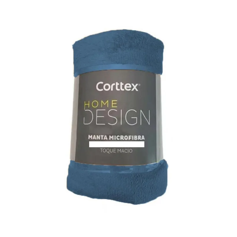 Manta De Microfibra Solteiro Corttex Azul 1,50M X 2,00M - Corttex