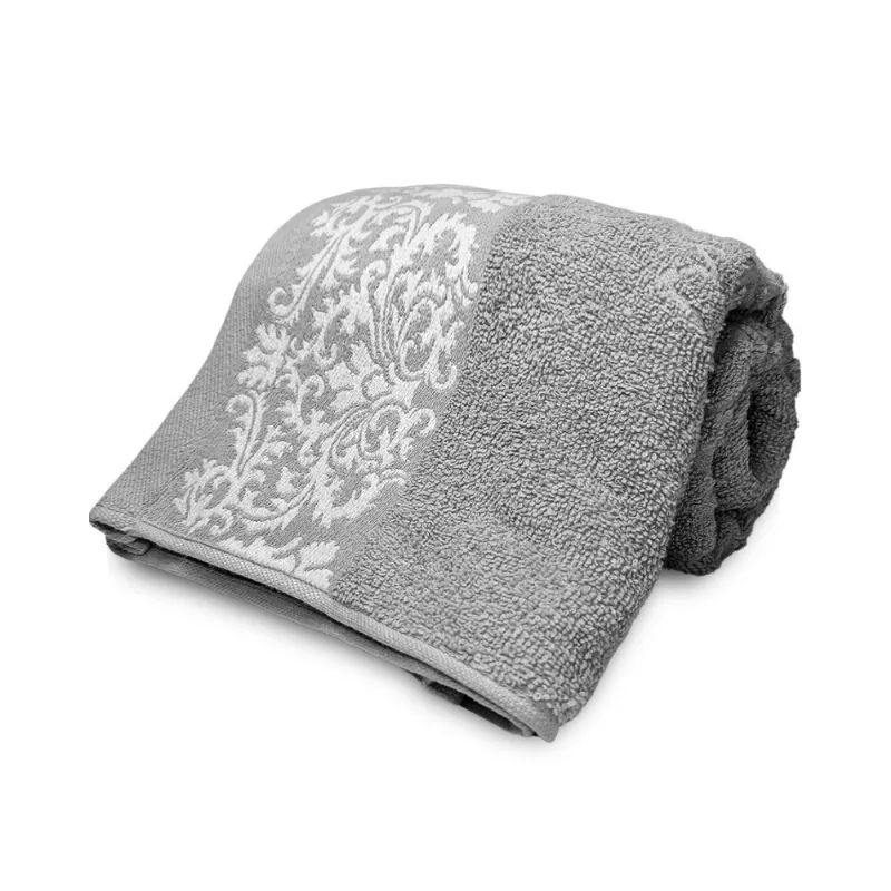 Toalha Banho Jacquard Medalhao 0,70 X 1,40 Cinza Ii/unico